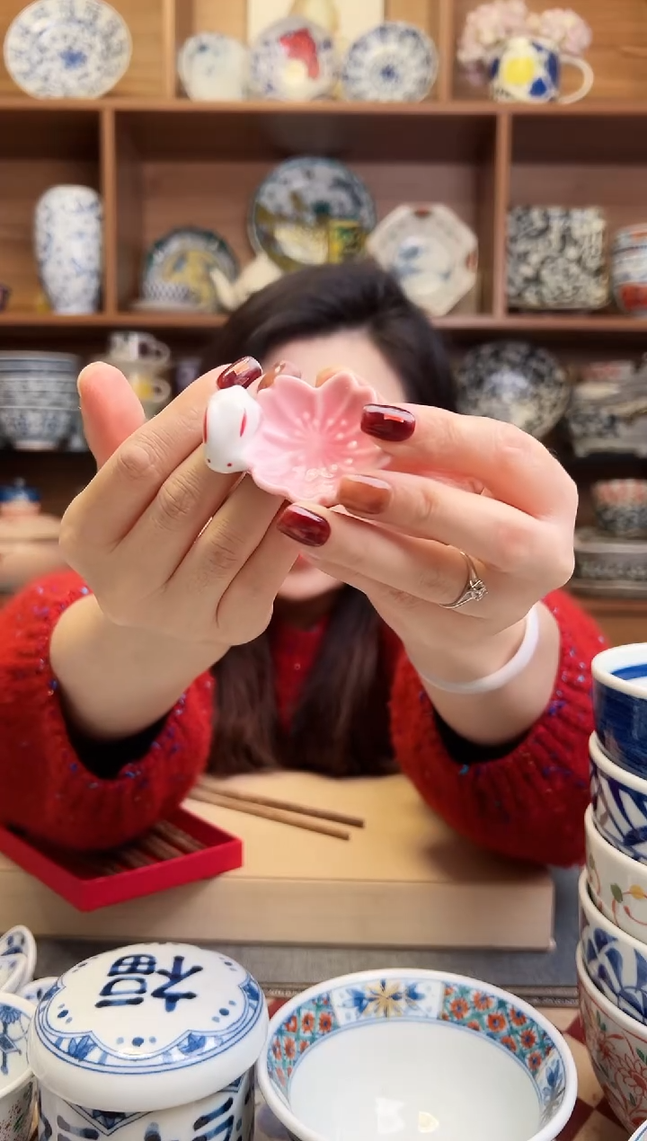 樱花兔粉筷架 2只装