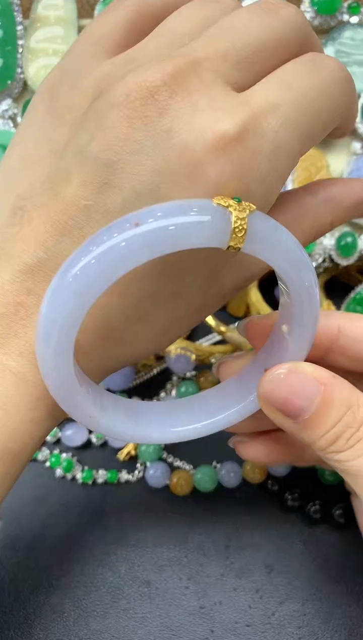 【闪购商品】翡翠手镯18K金镶嵌176-中国好珍宝