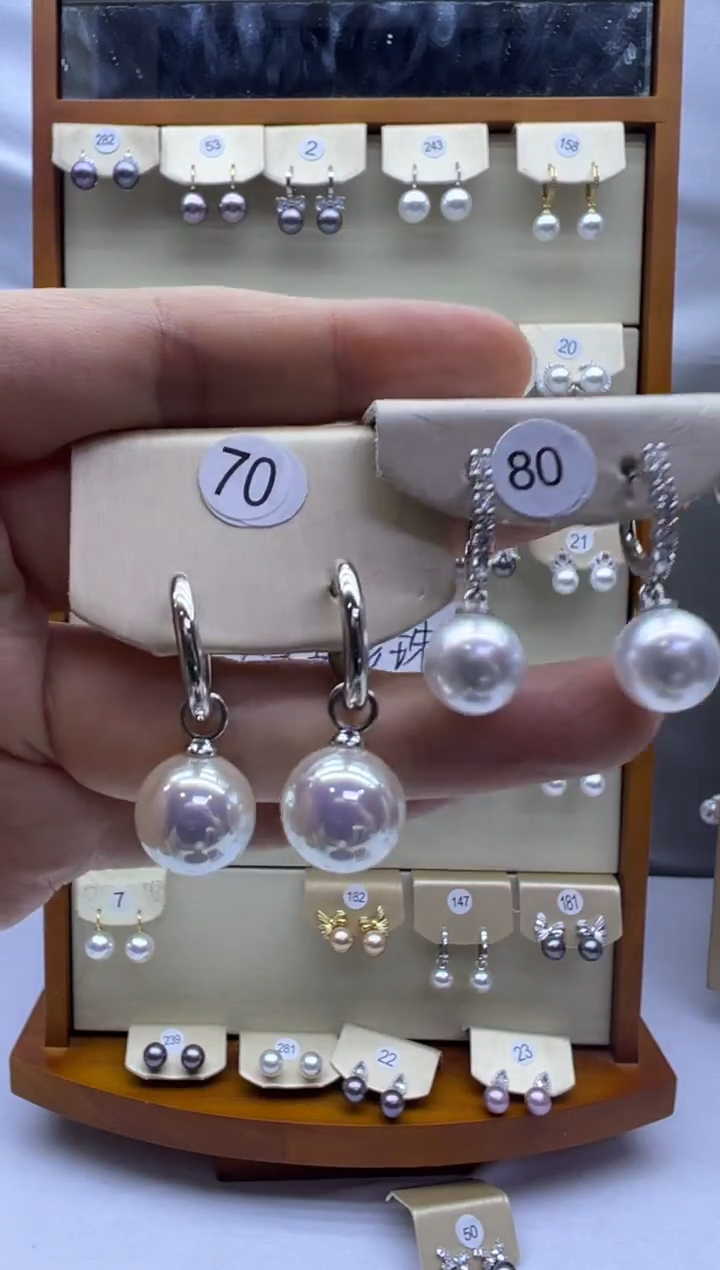 未镶嵌耳饰淡水珍珠70+80