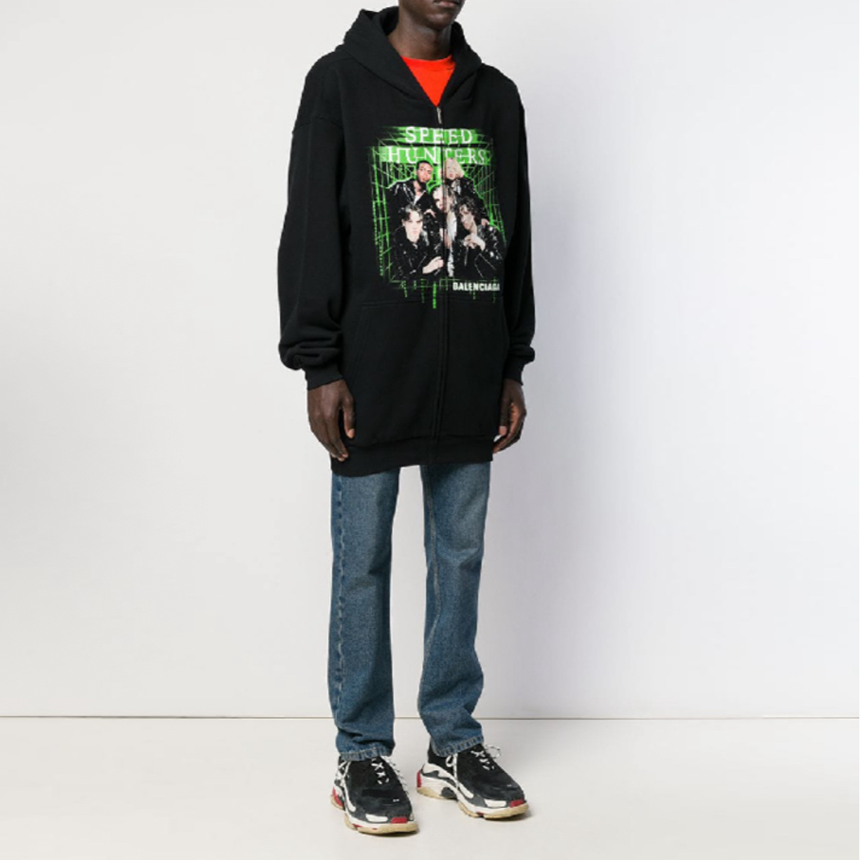 未使用 Balenciaga/巴黎世家 黑客帝国乐队印花连帽卫衣全新带吊