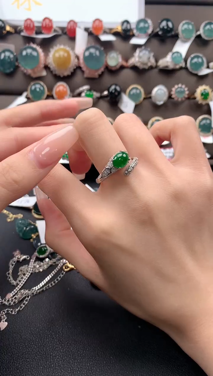 【闪购商品】翡翠戒指银S925镶嵌13131