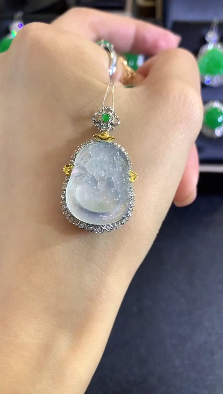 【闪购商品】翡翠吊坠(不含链)18K金镶嵌a23多样性一件发货