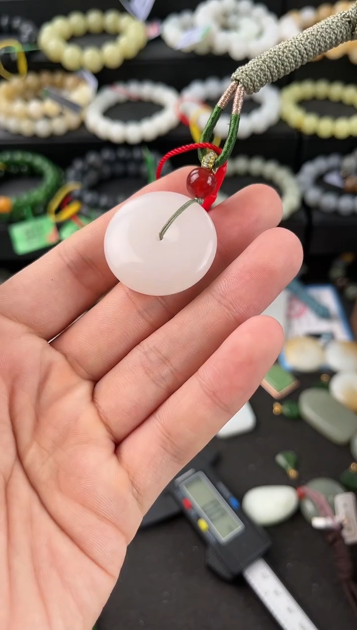 【闪购商品】和田玉平安扣未镶嵌且末天泰白玉平安扣微色差