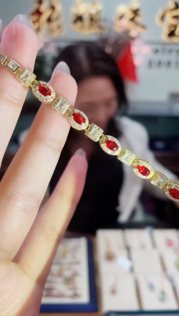 【闪购商品】彩色蓝宝石手链银S925镶嵌商品