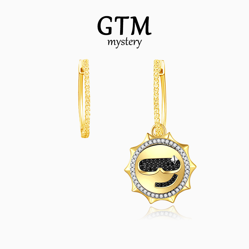 吊坠925银合成锆石 GTM酷儿表情包耳环cool高级感纯银耳饰耳钉