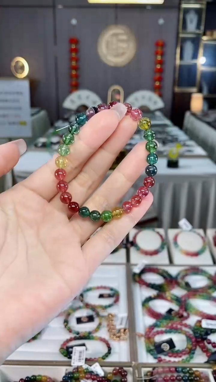 收藏级老矿碧玺单圈手串6mm+未镶嵌碧玺hon多样性发货一条