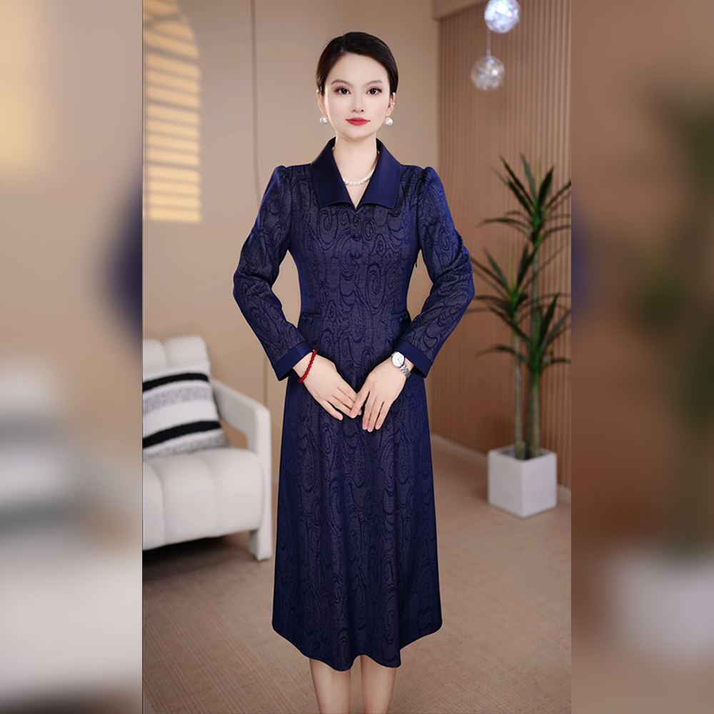 2025爆款时尚百搭A字裙洋气遮肚显瘦高贵轻奢秋季连衣裙气质女装
