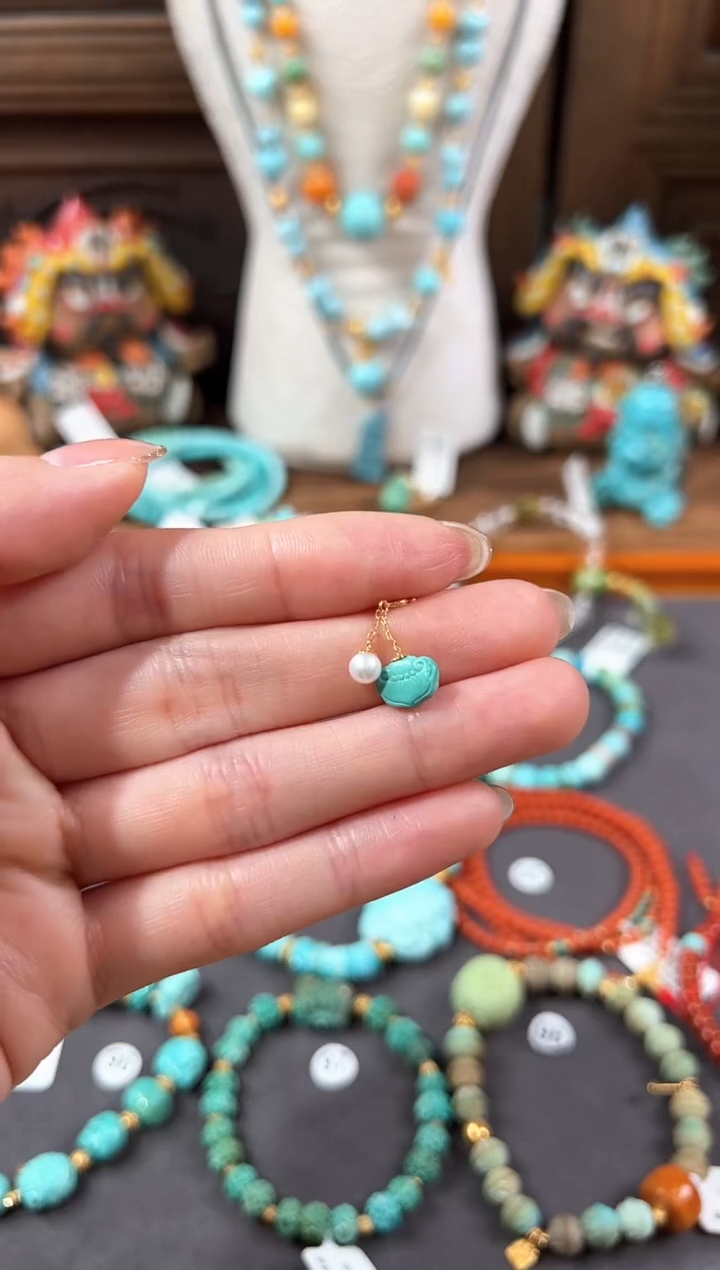 【闪购商品】绿松石提溜18K金镶嵌绿松石提溜