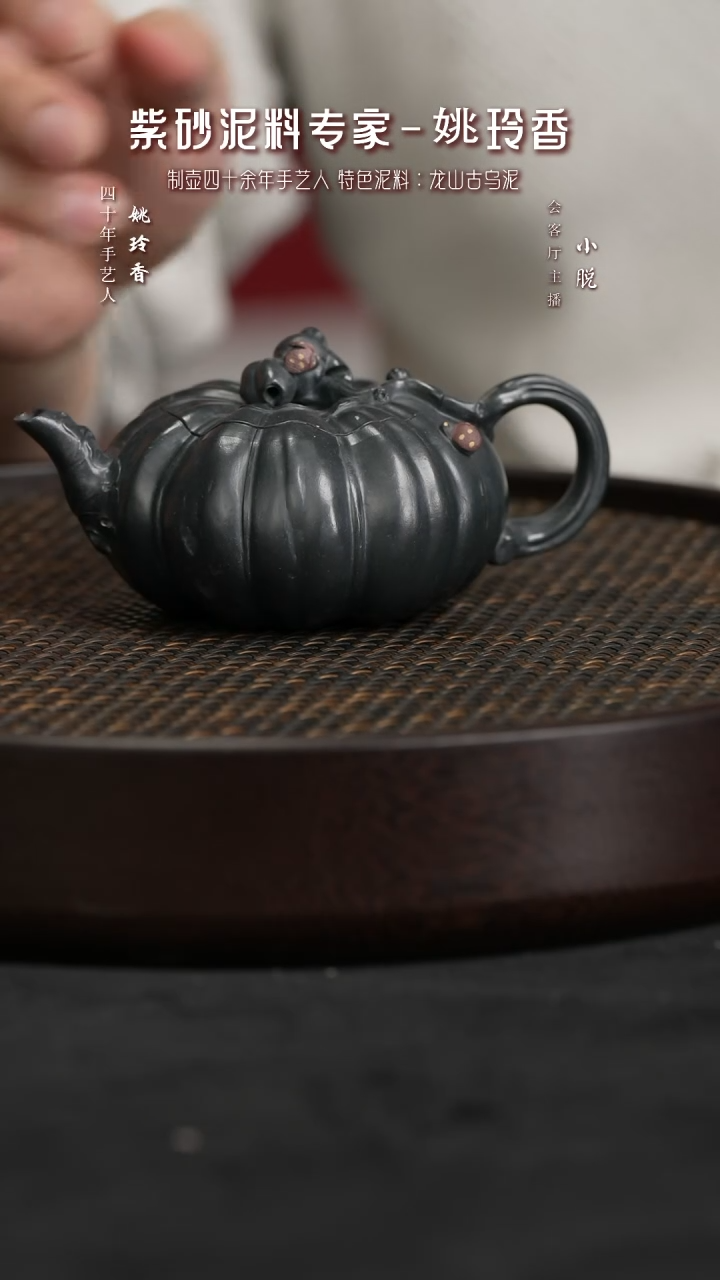 【闪购商品】紫砂茶壶YLX156姚玲香南瓜凝脂雀头青220c