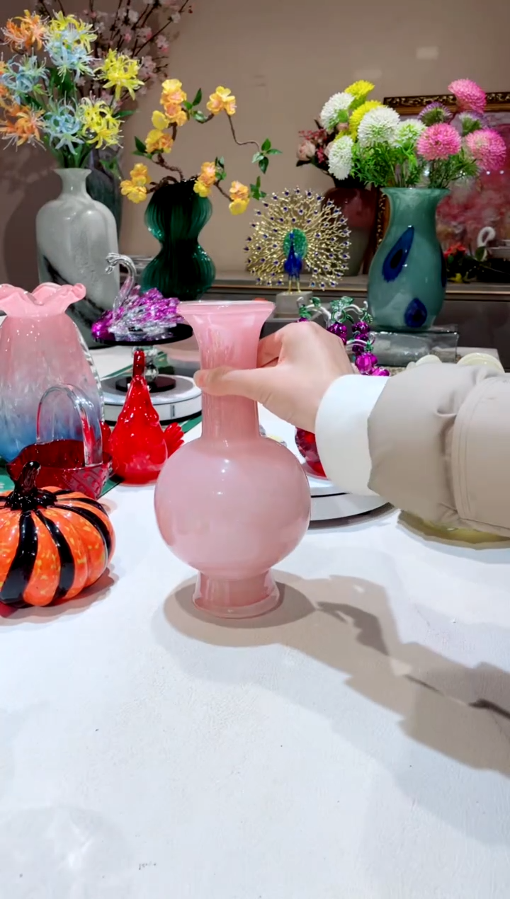 【闪购商品】琉璃手工艺品 粉色 观音花瓶