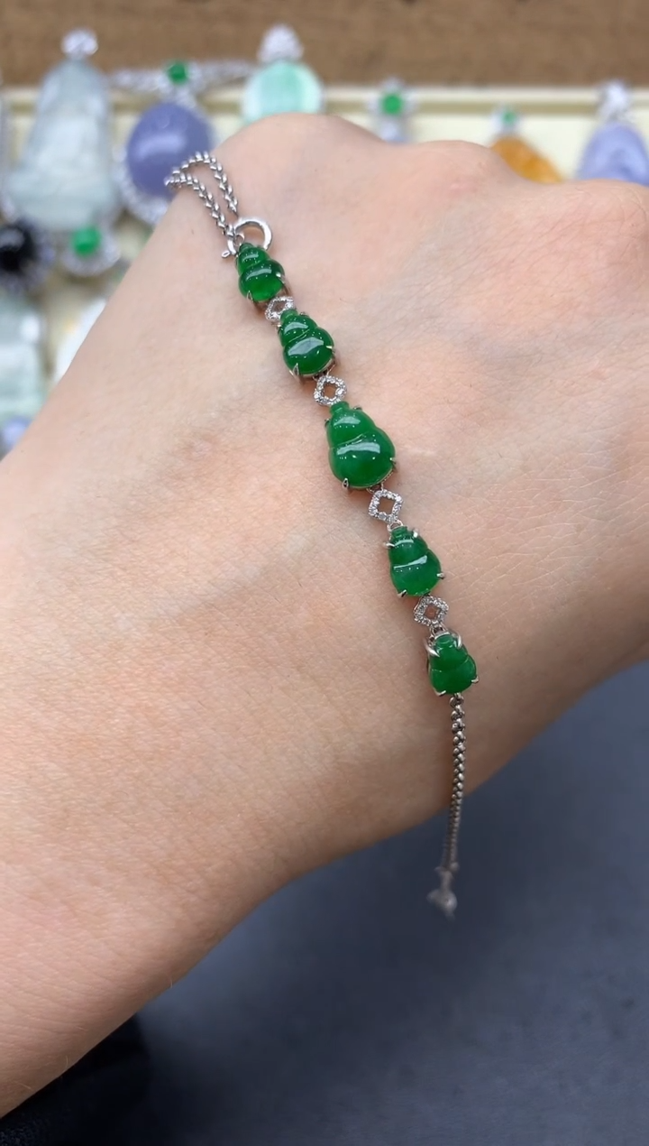 【闪购商品】翡翠手串18K金镶嵌394-中国好珍宝