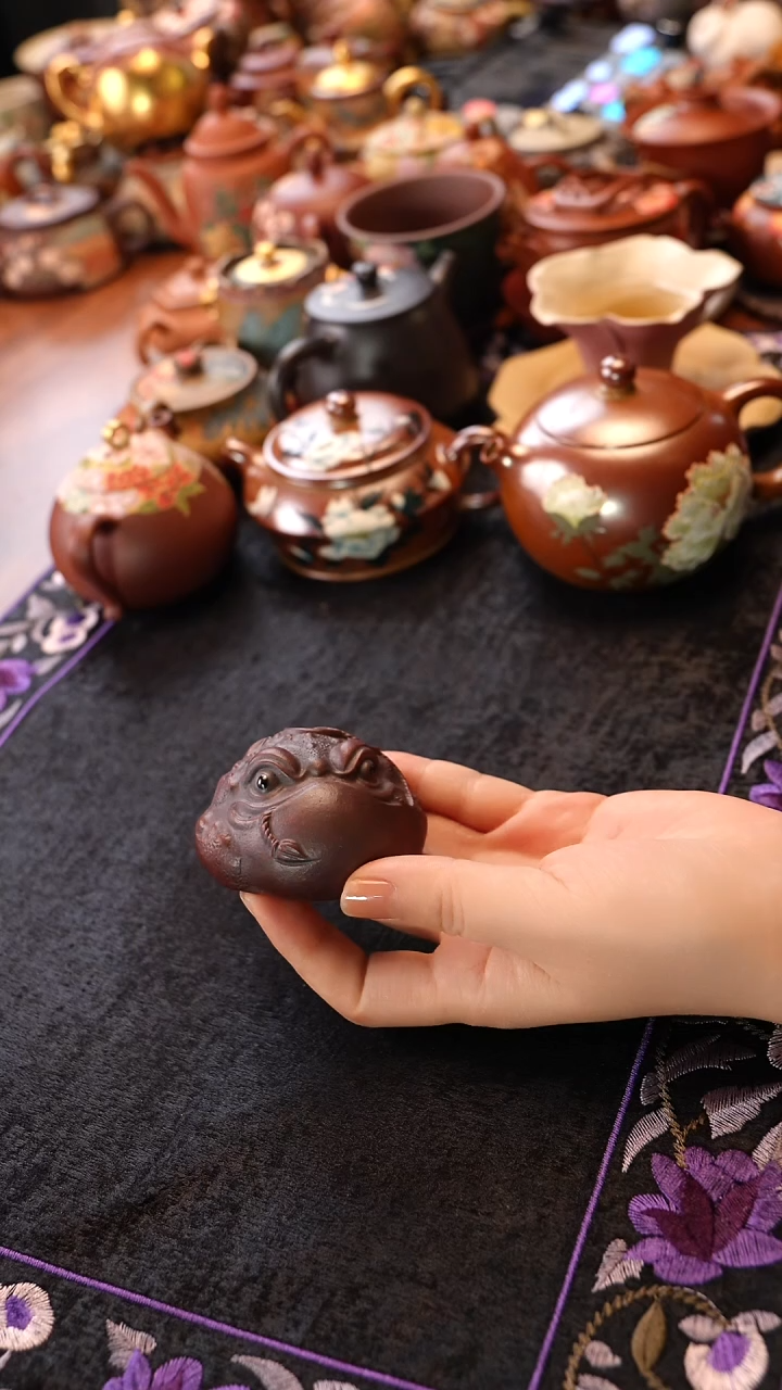 茶壶紫砂古红泥吞金兽