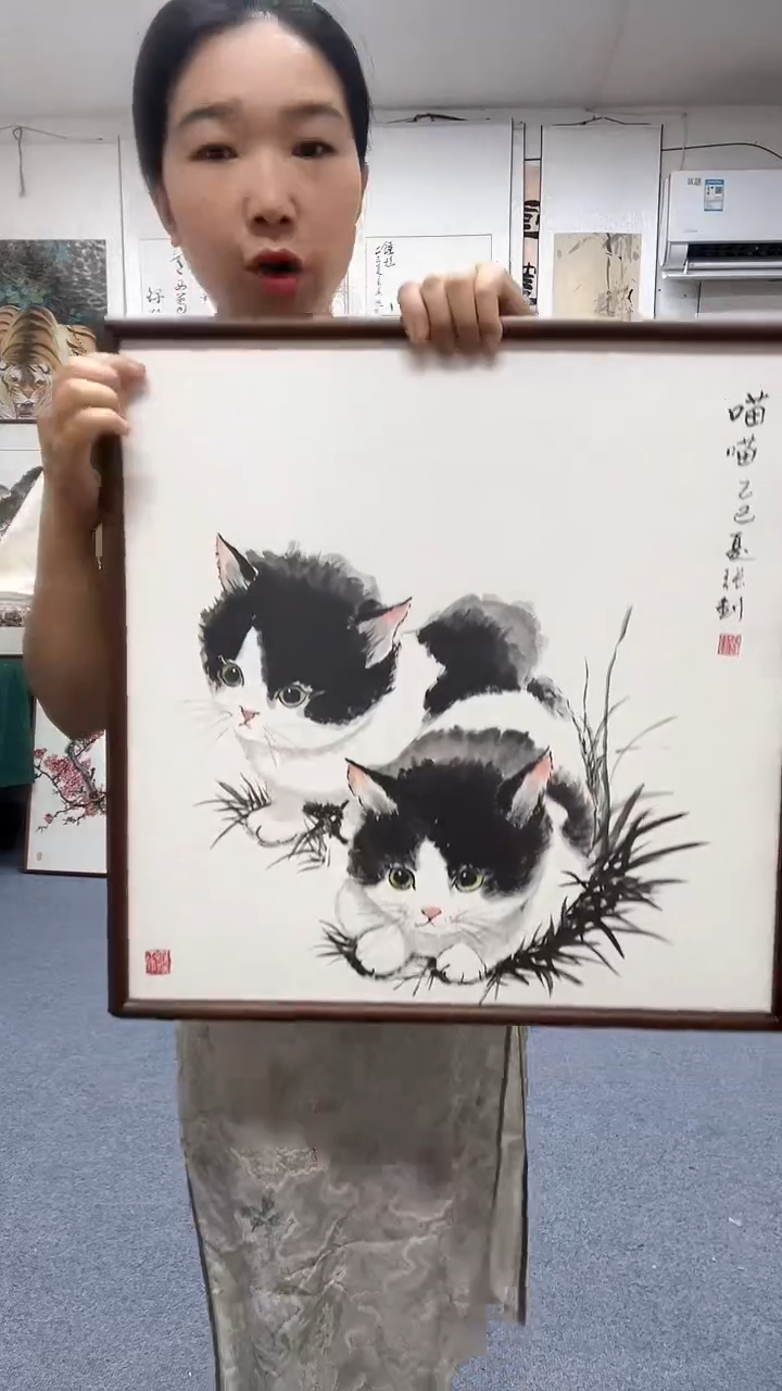 国画52*52实木画框京东包邮手绘