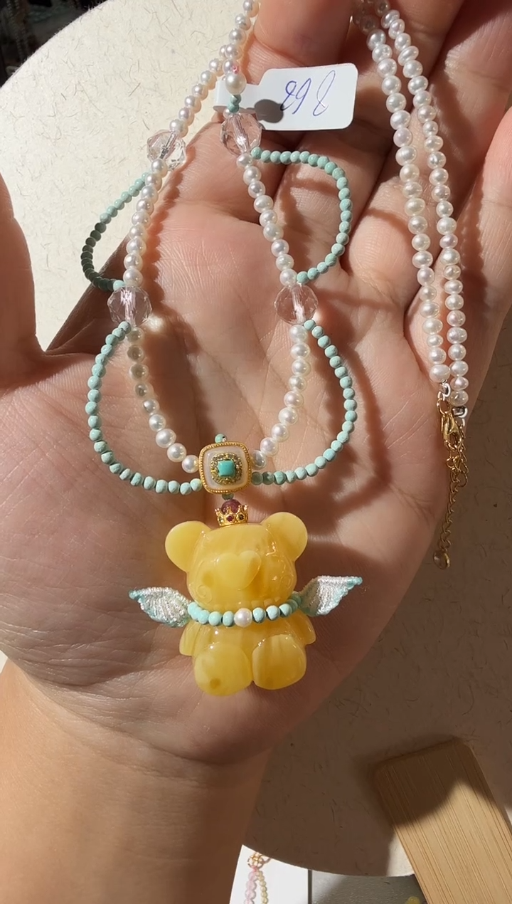 【闪购商品】蜜蜡项链未镶嵌蜜蜡小熊项链