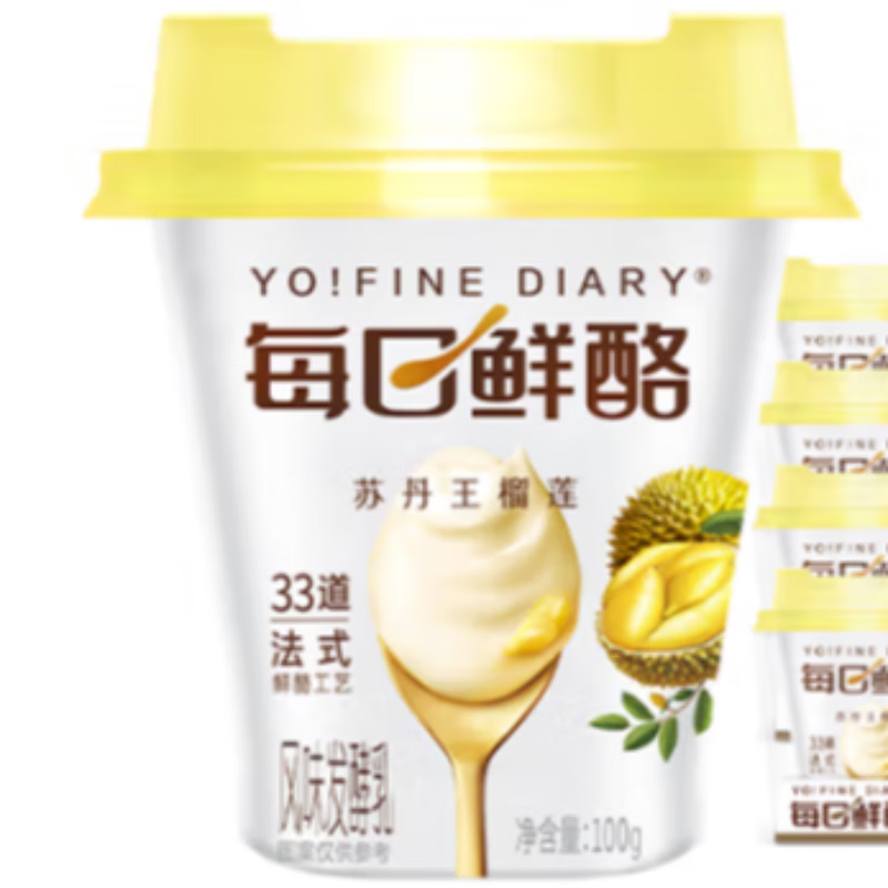 每日鲜酪榴莲风味发酵乳预制杯100g*3
