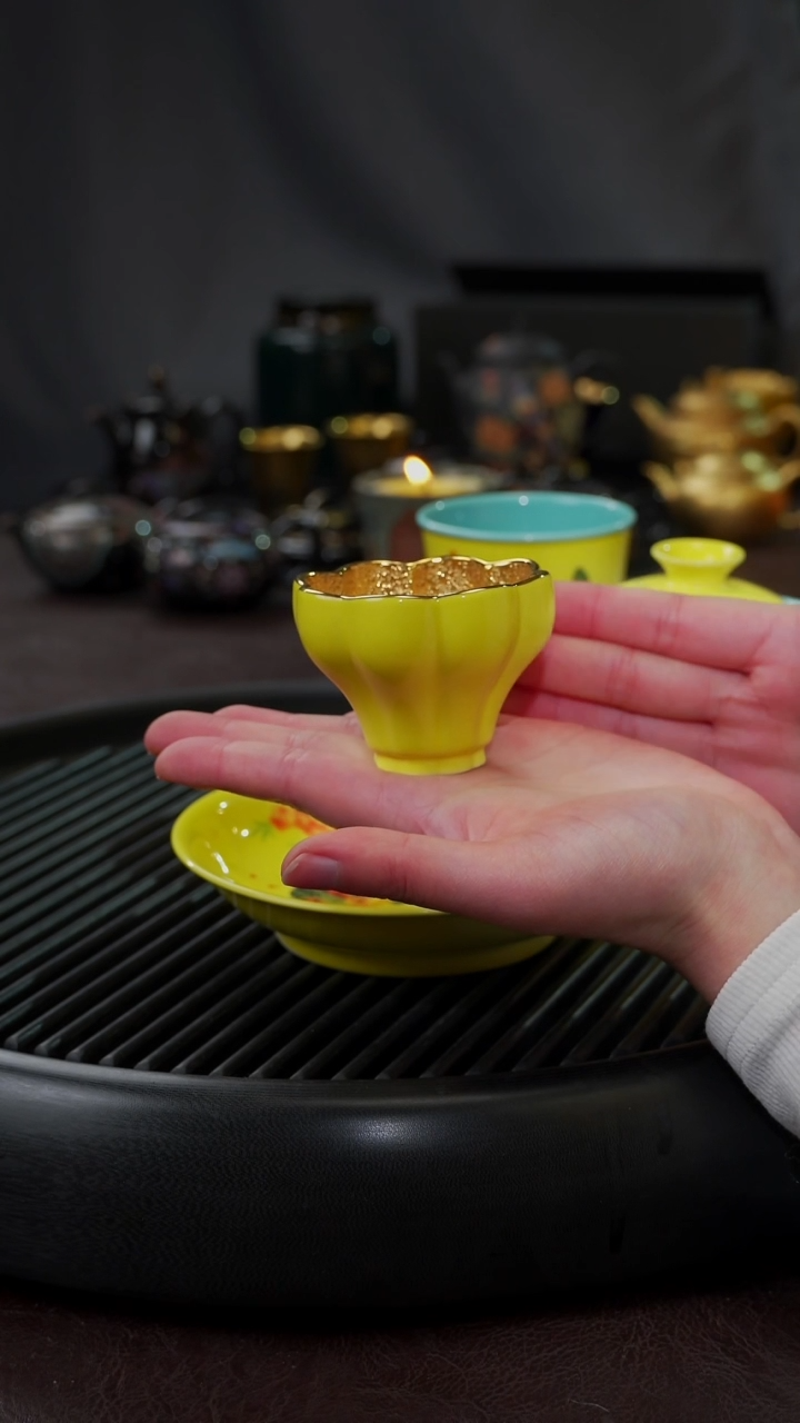 【闪购商品】杯【宜景窑焦黄鎏金】小曼陀罗