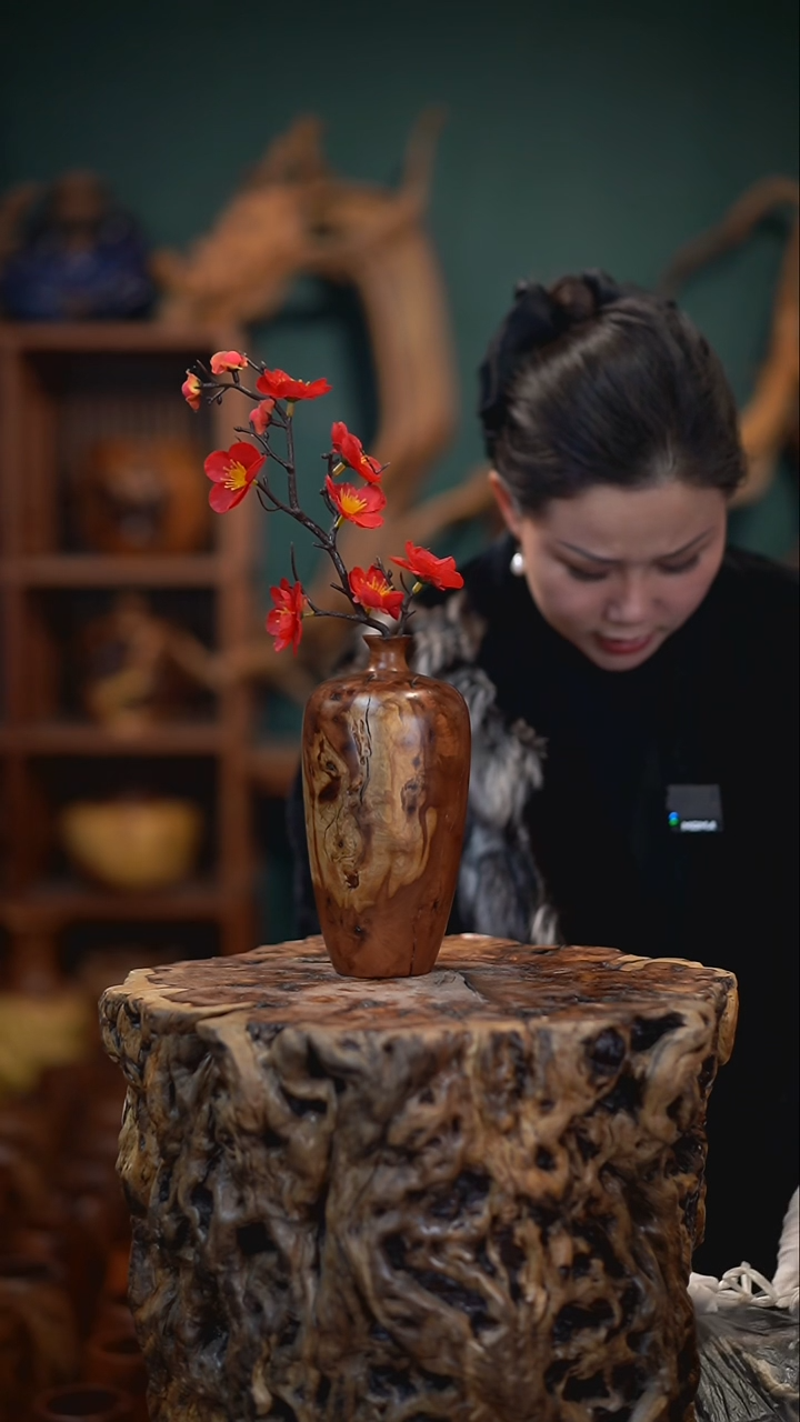 【闪购商品】枣木雷击枣木梅瓶