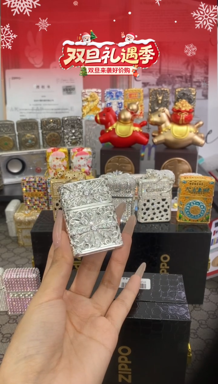 镜面满钻克罗心zippo