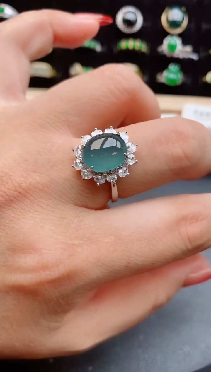 【闪购商品】翡翠戒指银S925镶嵌12121