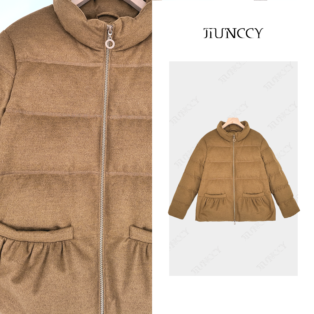 JIUNCCY 【福禄】羊毛天丝混纺90白鹅绒内收腰羽绒服外套 52YYRF010