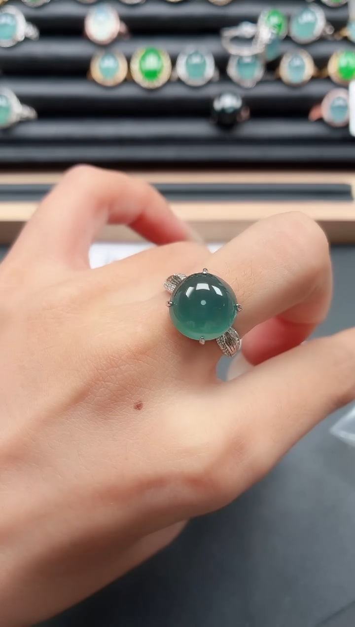 翡翠戒指银S925镶嵌1111111