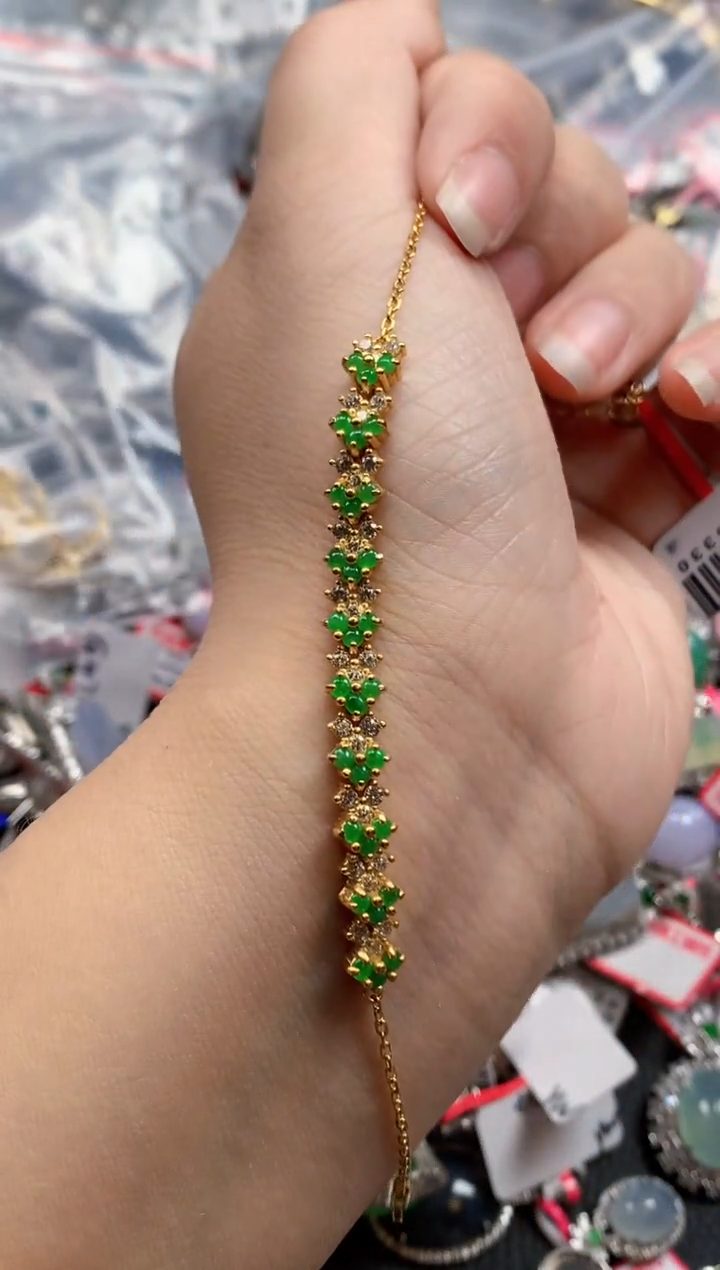 银S925镶嵌戒指翡翠天然A货缅甸翡翠