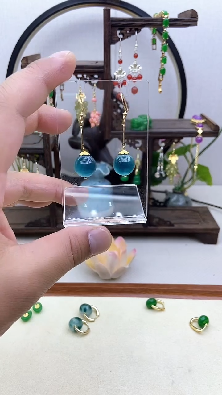 翡翠14K金镶嵌耳饰25号