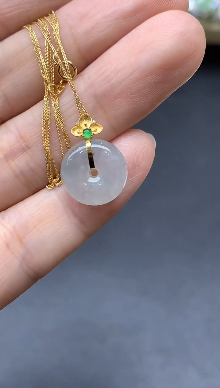 颈饰18K金镶嵌翡翠147-中国好珍宝