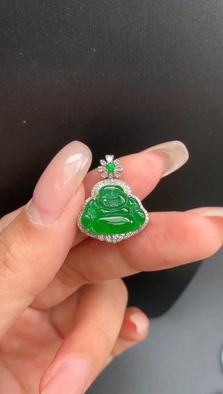 【闪购商品】翡翠颈饰18K金镶嵌佛1501