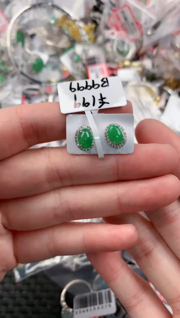 银S925镶嵌戒指翡翠3333----7