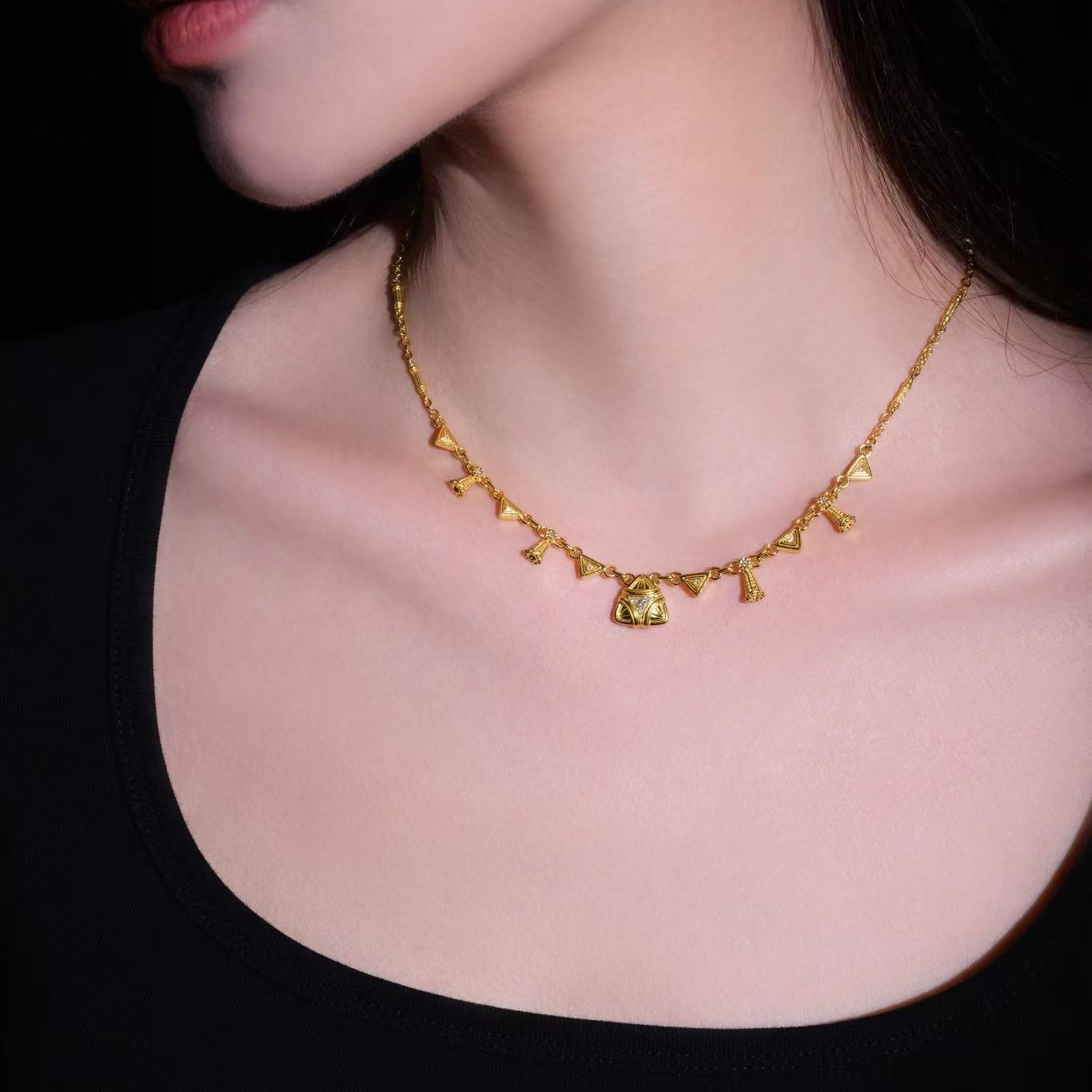 【金娜娜】棱光织梦项链 足金999 细工正版 轻奢高级感