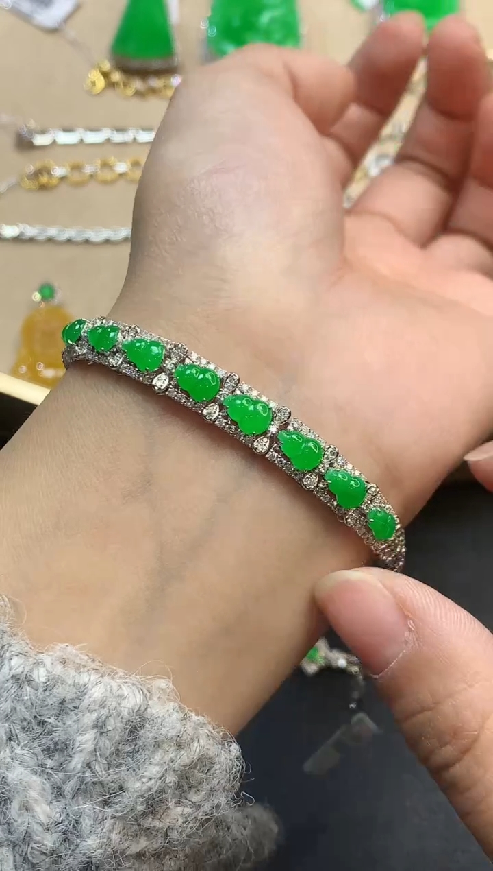 【闪购商品】翡翠手链18K金镶嵌1320　　　