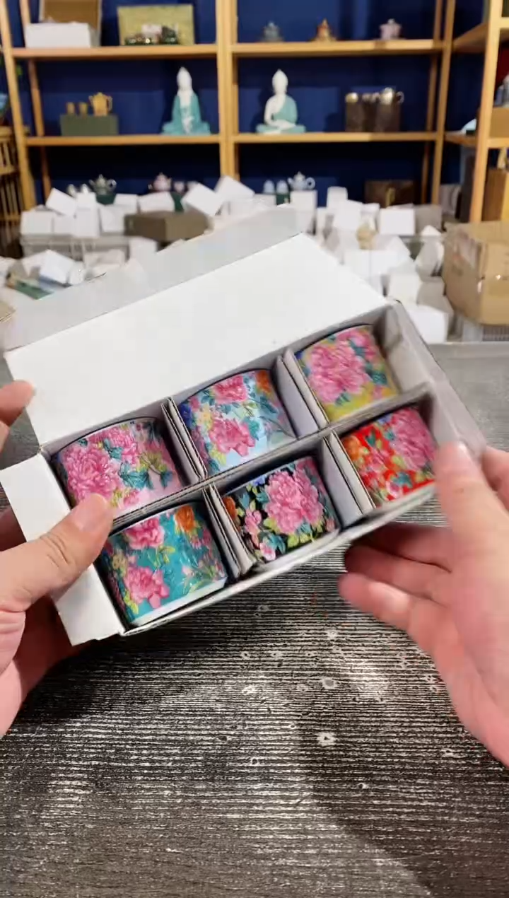 【闪购商品】其他良瓷美品珐琅彩直筒杯6个礼盒装