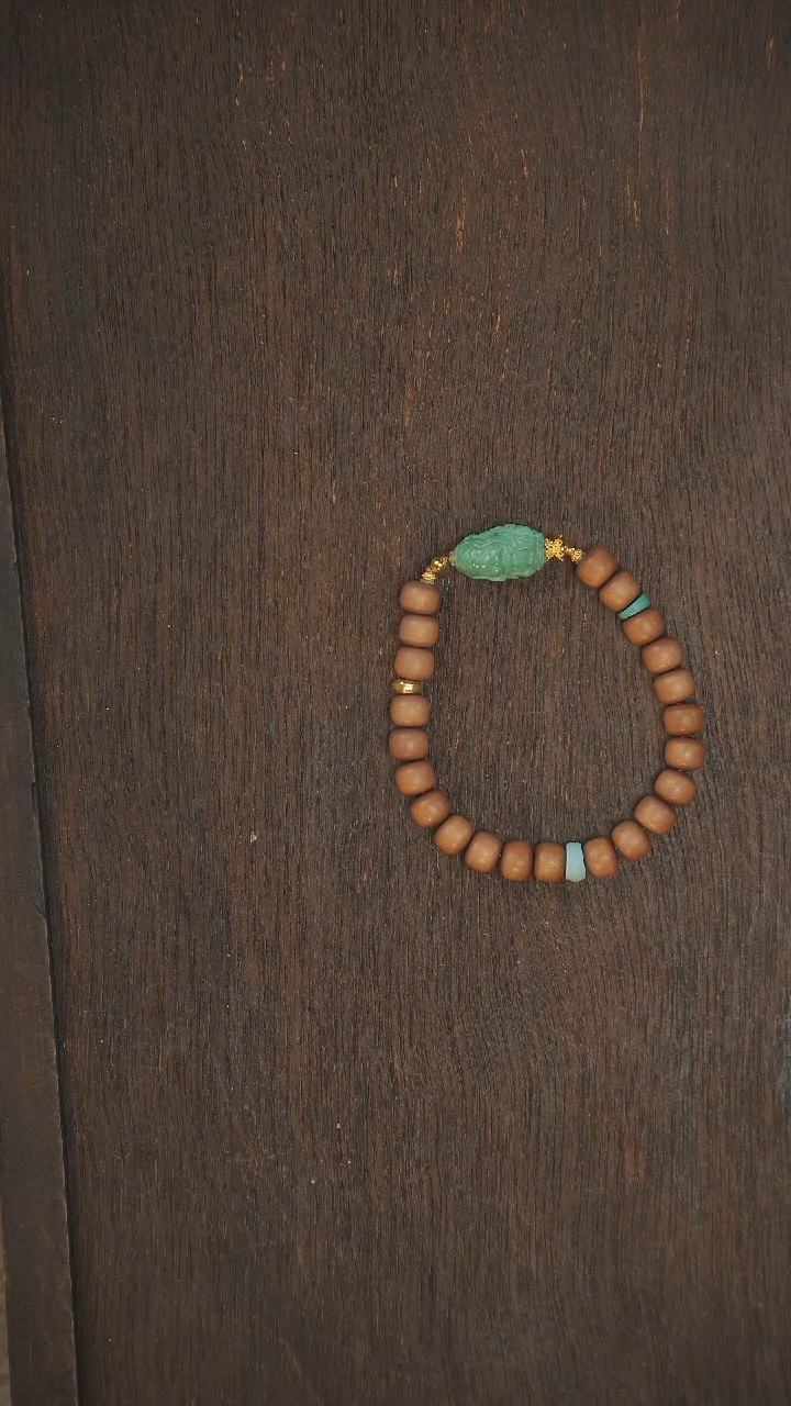 【闪购商品】绿松石手串18K金镶嵌手串