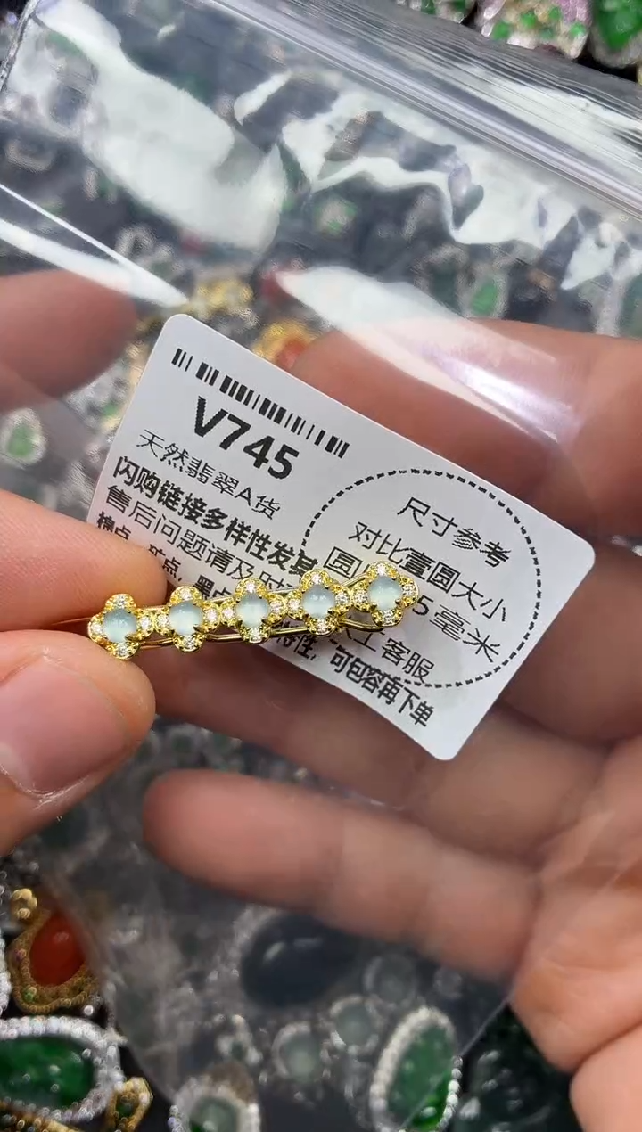 颈饰未镶嵌翡翠V745发夹