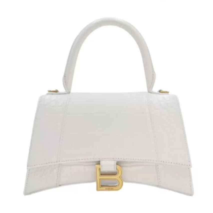 99新 Balenciaga/巴黎世家 白鳄压沙漏金扣S单肩斜挎手提包/甄选