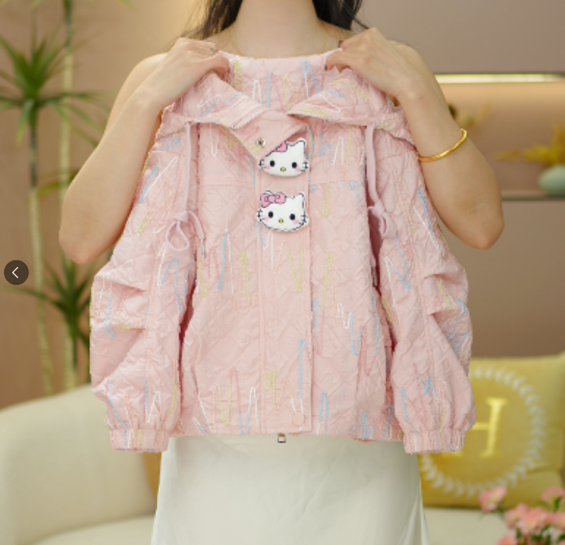 逗小铺【七尚HY】2025秋款时尚定制洋气彩绘刺绣连帽外套Q019