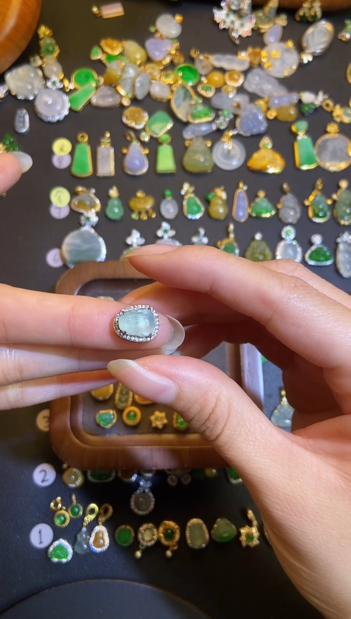 吊坠(不含链)银S925镶嵌翡翠1