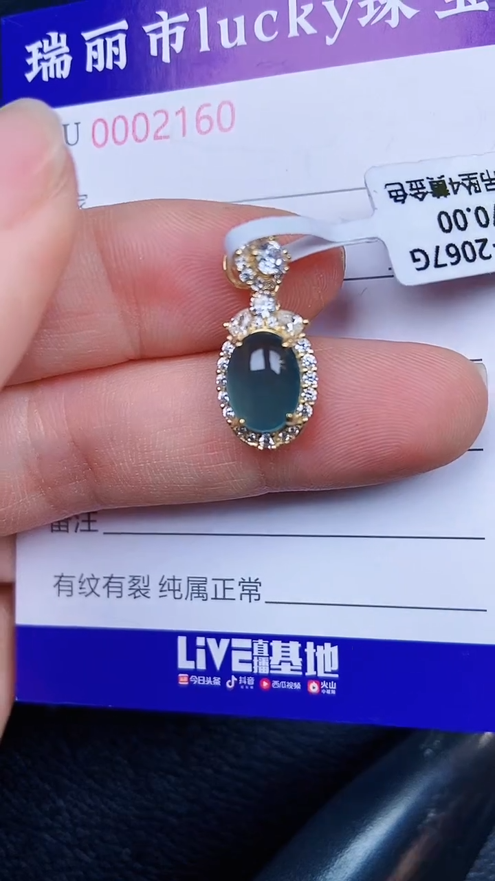 颈饰银S925镶嵌翡翠2160