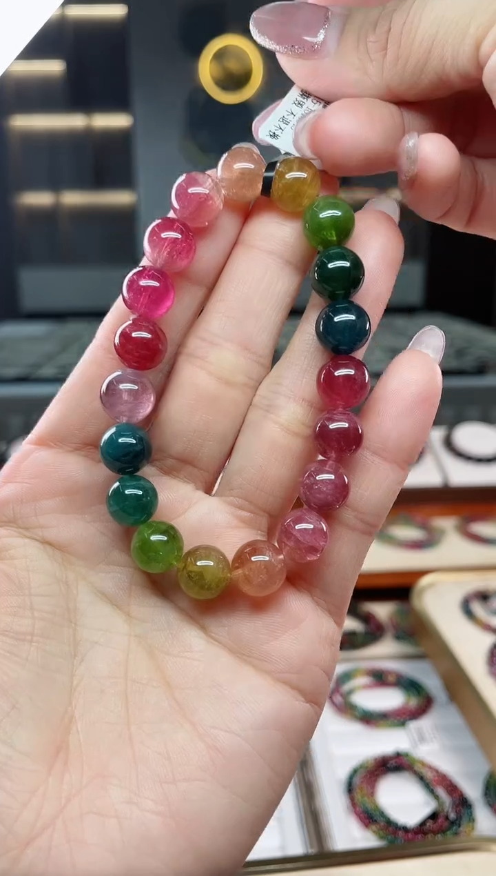 未镶嵌老矿碧玺彩虹单圈手串10mm+碧玺多样性发一条T