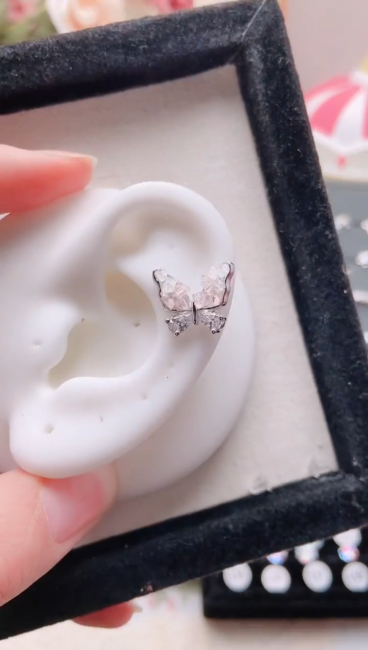 钛钢合金合成立方氧化锆晶石蝴蝶|TS40一只