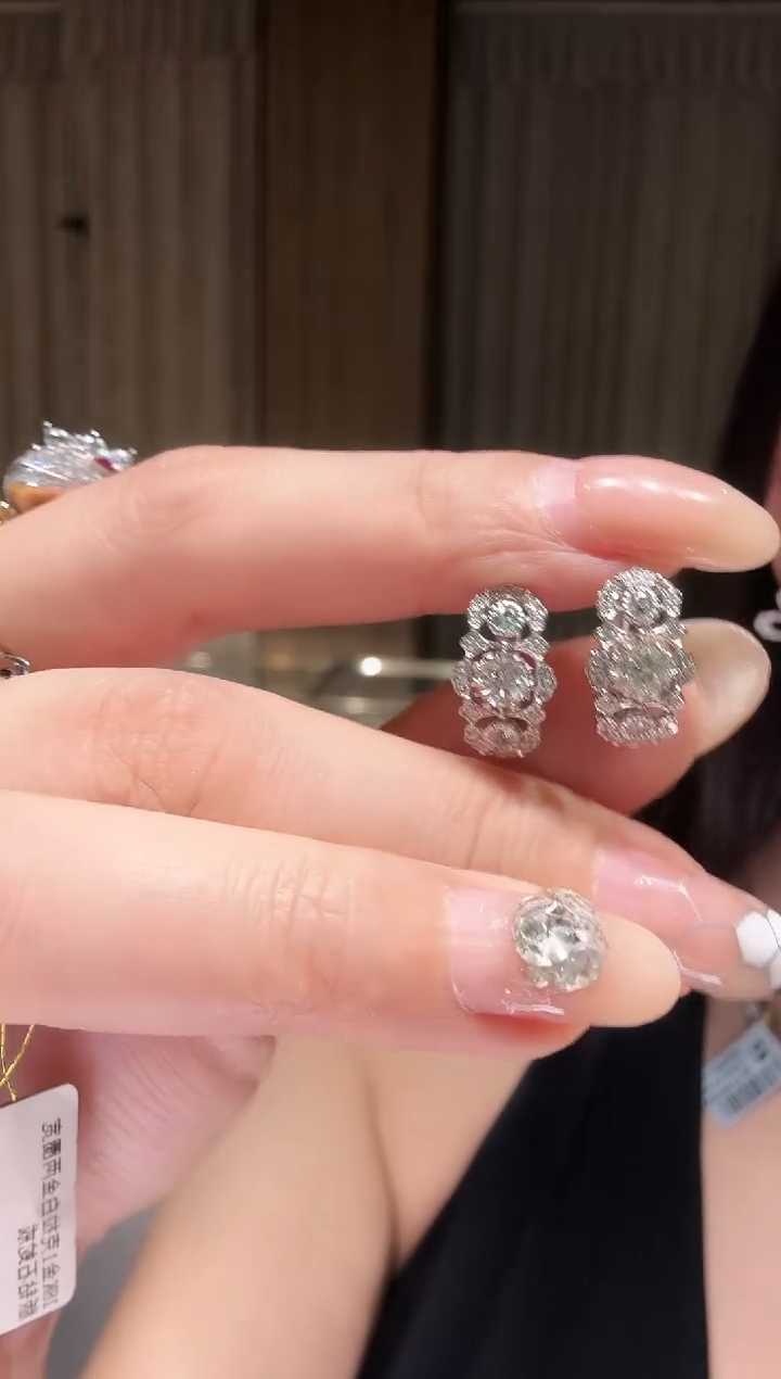 铂Pt950镶嵌耳饰钻石AY0484-PT