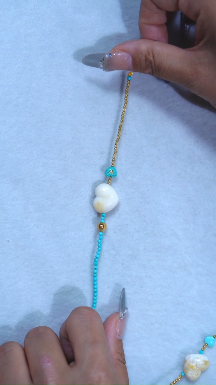 未镶嵌蜜蜡手链漆瓷白绿松石爱心手串