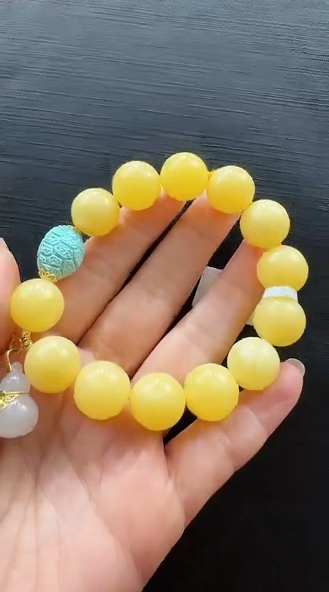 【闪购商品】琥珀手链18K金镶嵌蜜蜡