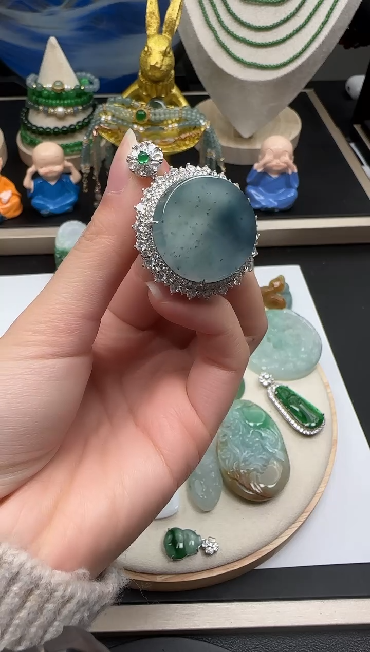 【闪购商品】翡翠吊坠(不含链)银S925镶嵌【海莎一口翠】翡翠挂件1