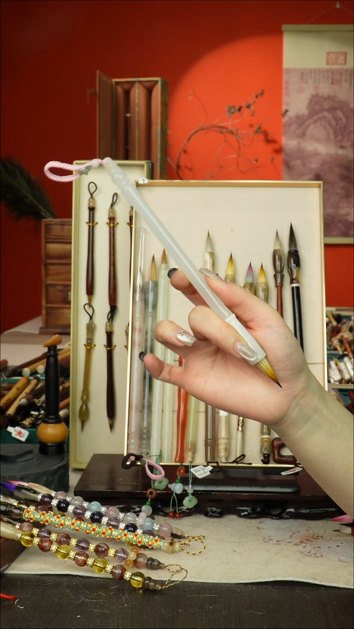 384号闪孤品高货毛笔链接 清水试笔 蘸墨不退