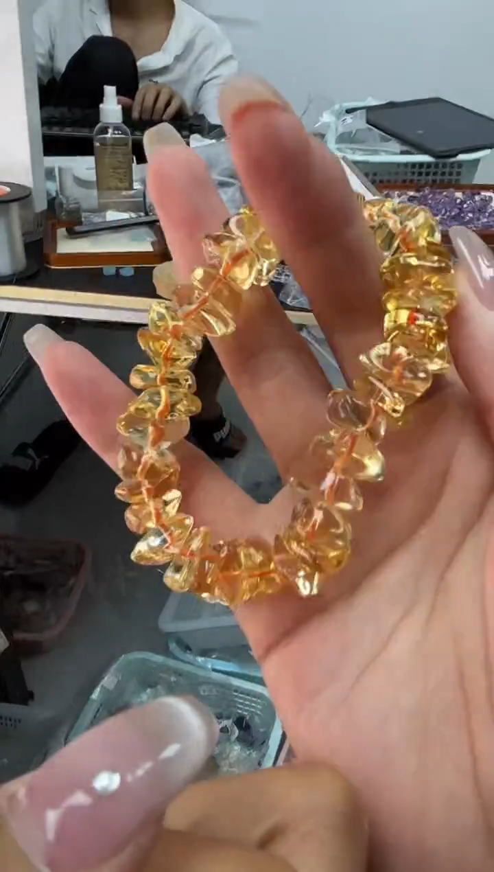 水晶手串未镶嵌L**@A48黄水晶随行手串拍10，46克