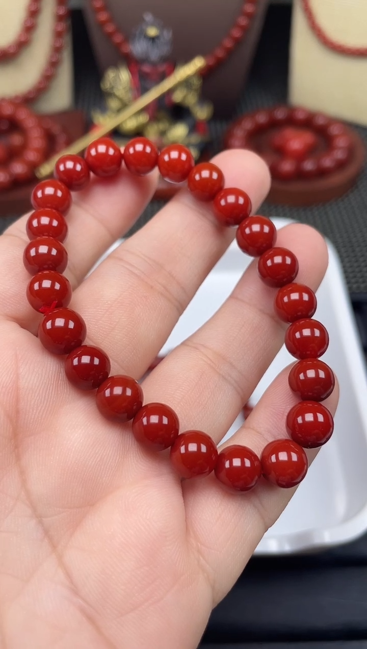 未镶嵌南红玛瑙珠宝半成品8mm牛血红手串·