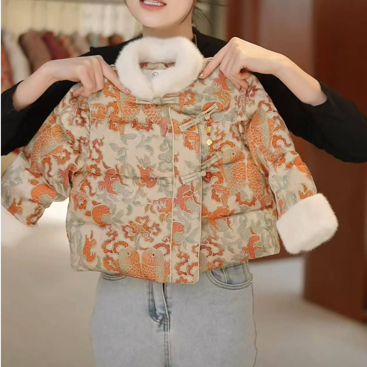 【鲤鱼跃龙门】幂姐原创冬季男女童拜年服年装棉服MJD246674