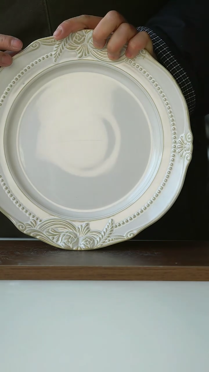 【闪购商品】陶瓷法式复古玫瑰牛排盘24cm@4-2@